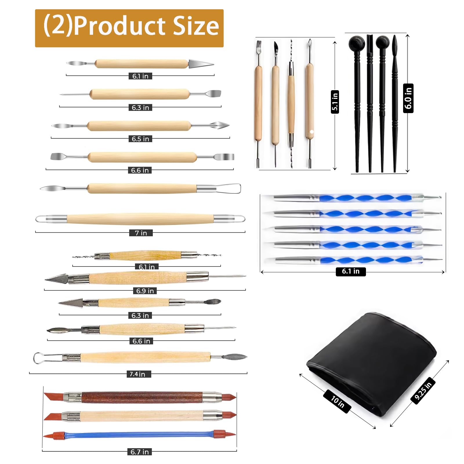 Clay Tools Kit, 52 PCS Complete Clay Tools Set for Sculpting and Pottery, Pottery Tools Includes Polymer Clay Tools, Sculpting Tools, Ceramic Tools, Clay Carving Tools, Perfect Pottery Tool Kit