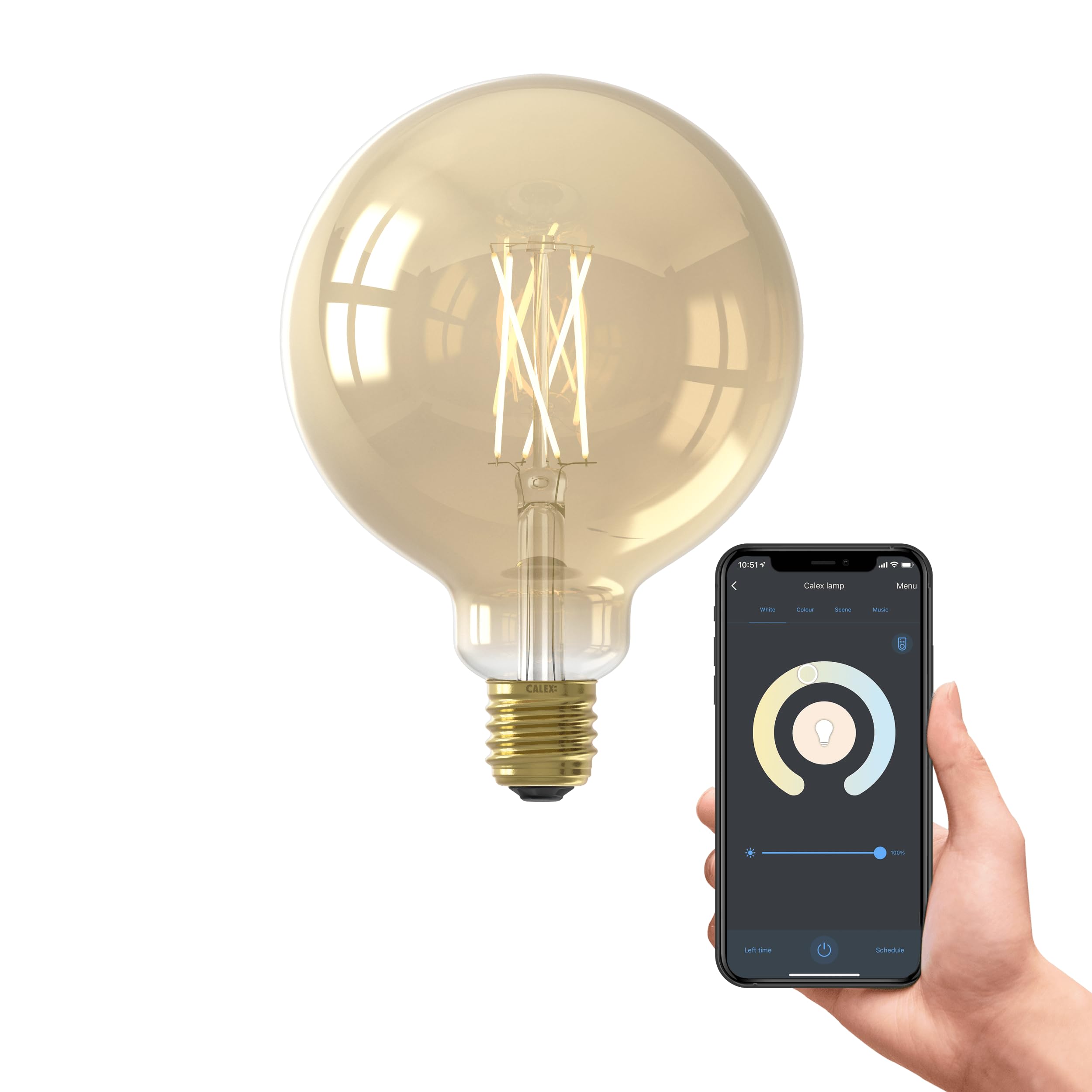 Calex Smart LED Globe Filament lamp E27 1800-3000K 7W 806 lm