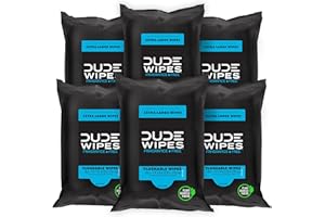 DUDE Wipes - Flushable Wipes Travel Pack - 6 Pack, 108 Count - Extra Large - Unscented - with Vitamin E & Aloe - Septic and Sewer Safe