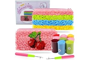 BLOCE Latch Hook Kits for Adults, DIY Carpet Crochet Yarn Kit with Preprinted Canvas, Needlework Crafts Latch Kit Cushion for Beginners Kids Ages 8-12