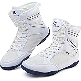 BKWHDAY Boxing Shoes Men Wrestling Shoe for Mens Weightlifting Powerlifting Deadlift Squatting High Top Fitness Zero Drop