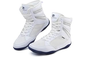 BKWHDAY Boxing Shoes Men Wrestling Shoe for Mens Weightlifting Powerlifting Deadlift Squatting High Top Fitness Zero Drop