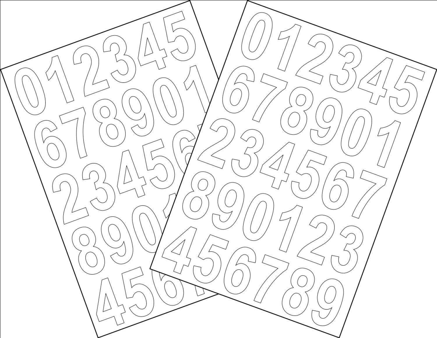Self Adhesive Numbers Stickers 2x A5 Sheets. Height 3.5CM Sticky Back