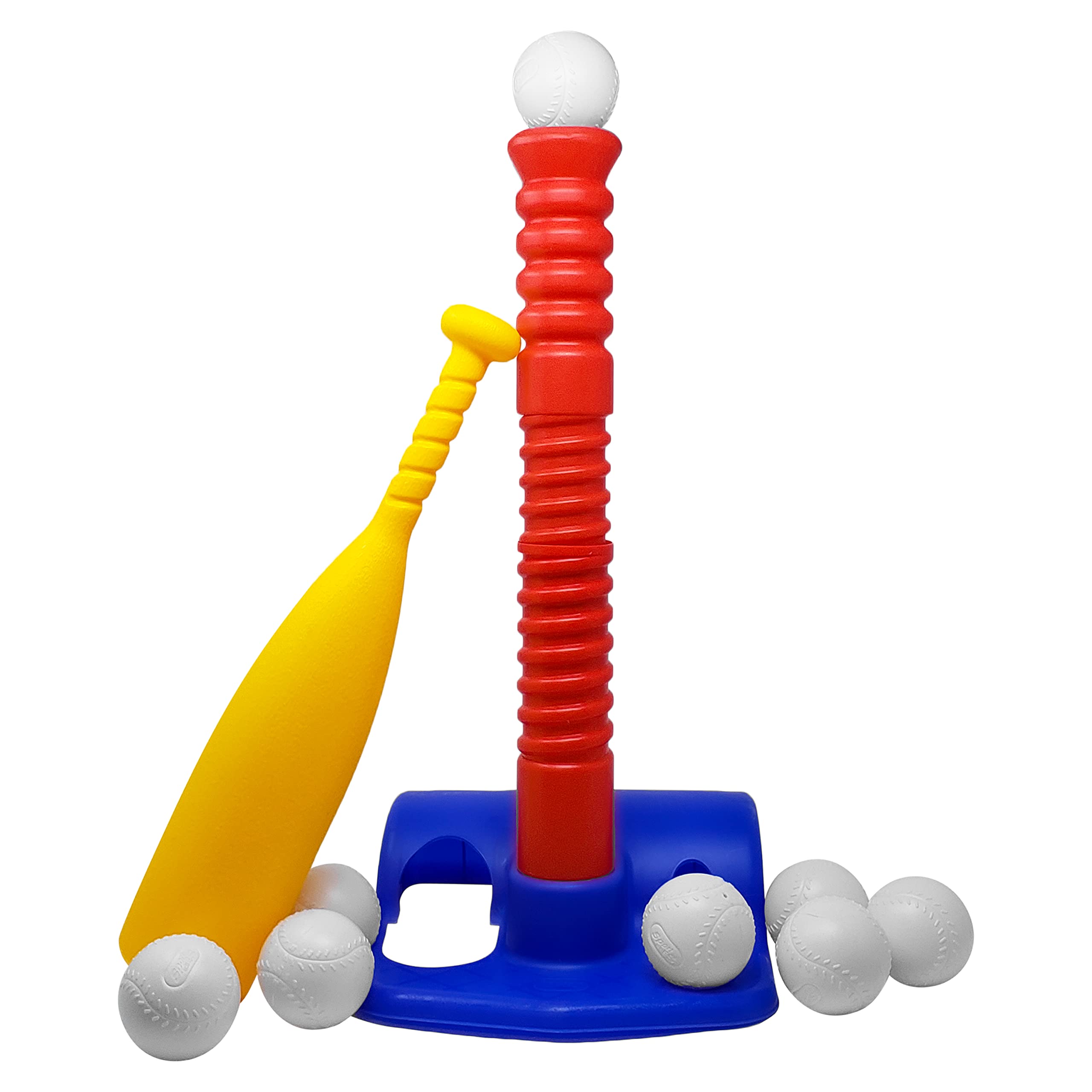 Photo 1 of Fun Kids T-Ball Set/Tee Ball - Toddlers and Kids Adjustable Batting Tee Game W/ 10 Balls. Develops and Improves Baseball, Softball, Skills - Sports Toy for Boys and Girls, Children All Ages