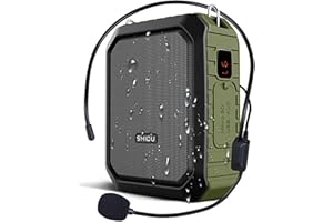 Portable Voice Amplifier, SHIDU Personal Voice Amplifier 18W with Wired Microphone Headset Waterproof Bluetooth Speaker Recha