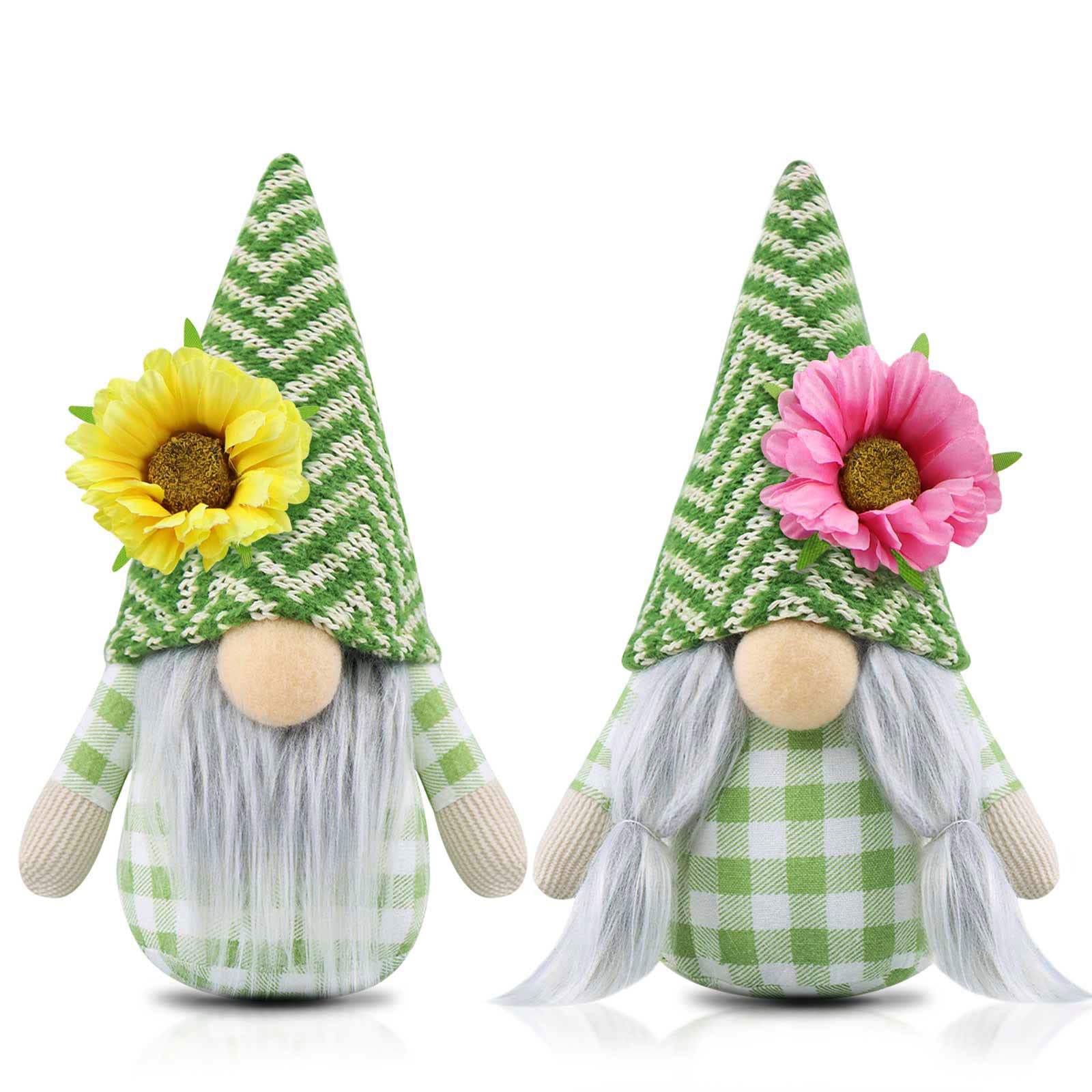 Gehydy Set of 2 Spring Gonks Decoration Summer Easter Flower Gnome Handmade Decor for Home Kitchen