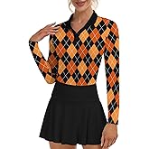 Soneven Womens Golf Shirts Moisture Wicking V Neck Long Sleeve Polo Shirts Collared Tops