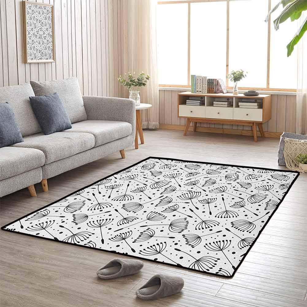 Amazon Com Floral Kids Playmat Cute Dandelion Flowers Nature Environment Fuzz Organic Fluff Artsy Illustration Children Bedroom Rugs 4 X6 Black White Kitchen Dining