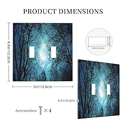 Spshian Light Switch Cover Teal Full Moon Forest 2