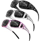 QALLY Night Vision Glasses, Fit Over Glasses Mens Womens, Wrap Around Anti Glare HD Night Vision Lens for Night Driving