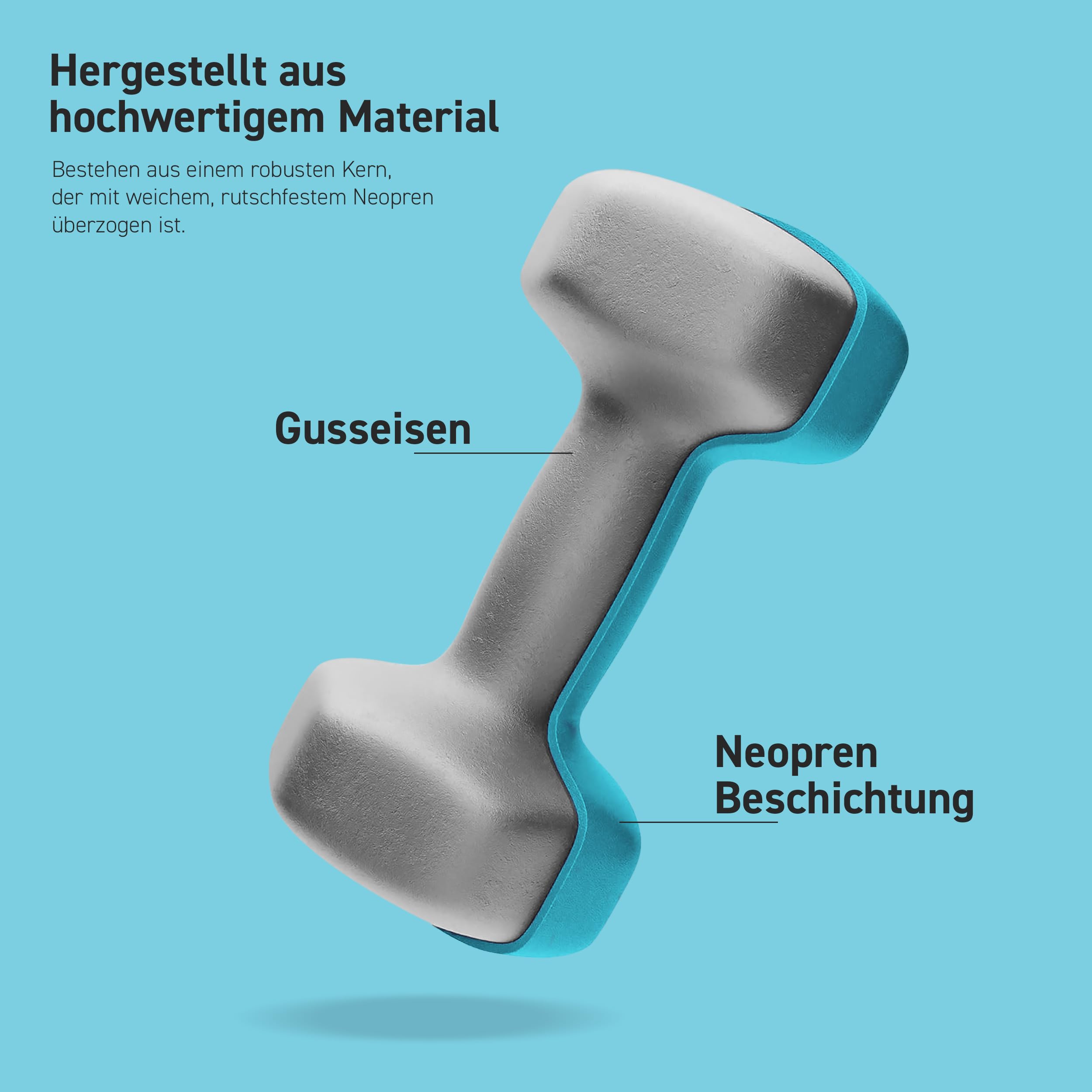 MSPORTS Hanteln Set Premium 0,5-5 kg Kurzhanteln Paar inkl. Übungsposter und Workout App - Calisthenics Equipment | 3 kg - Hantelset 3