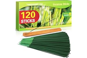 LA BELLEFÉE Citronella Incense Sticks Outdoor 120 Sticks with Incense Holder, Lemongrass Natural Handmade Delightful Smelling Lemongrass Sticks for Camping or Indoor Inside Darily Use