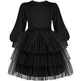 Arshiner Toddler Dress Little Girls Tutu Fall Winter Puff Long Sleeve Princess Party Tulle Dresses