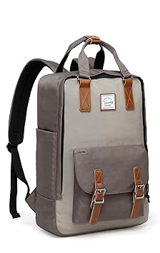 VASCHY Schulrucksack, 15 Zoll Laptop Schulranzen Unisex Anti Diebstahl Vintage Wasserabweisend Rucksack Reiserucksack