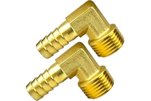 2pcs Brass Hose Barbed Elbow Fitting 90 Degree Elbow 1/2" Barb to 1/2" NPT Male by CX WONDERLAND
