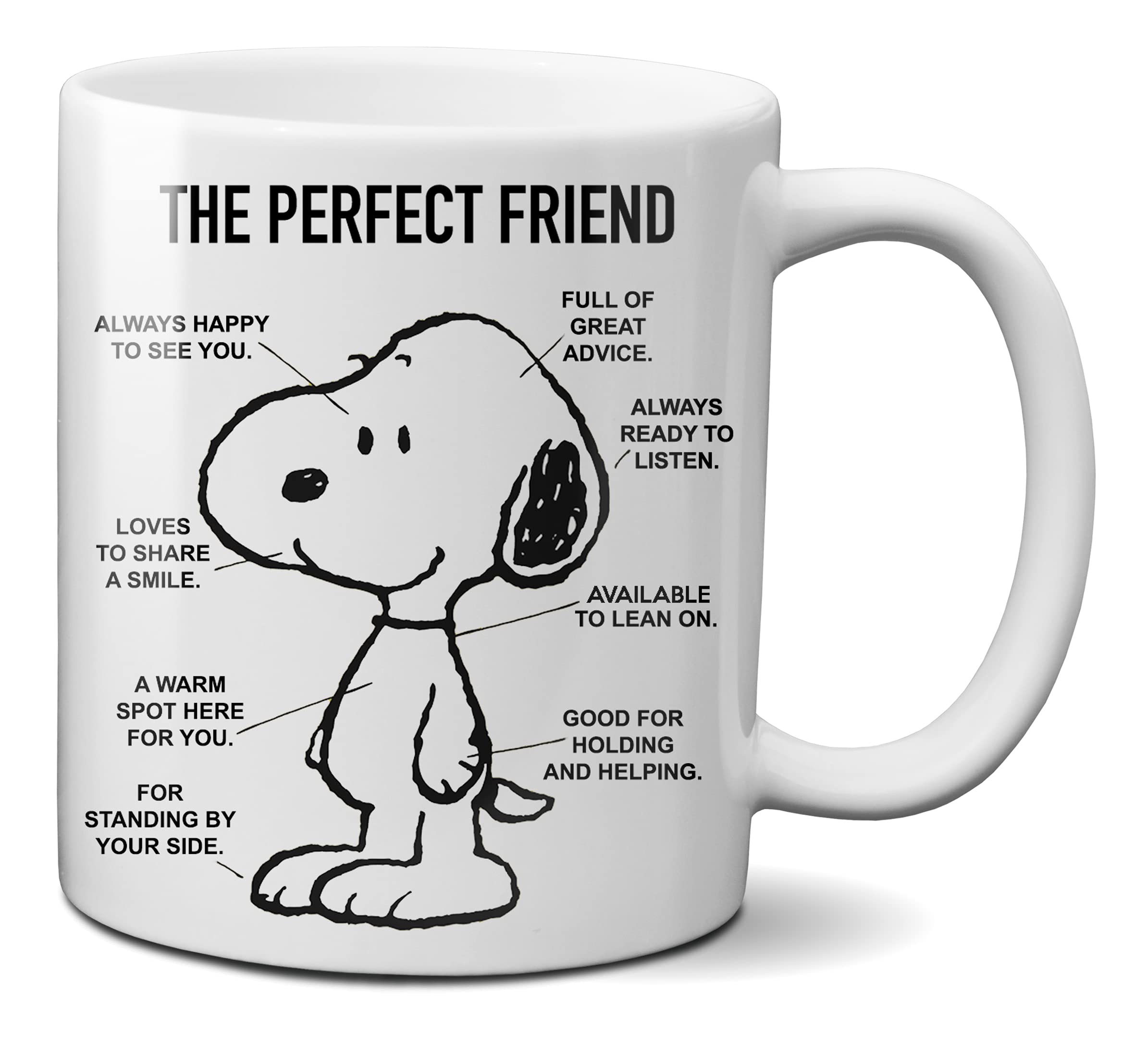 Mugtime (TM) - Peanuts - Snoopy - Perfect Friend - Coffee Tea Mug Cup - Ceramic - Gift - 330ml