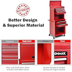 Goplus Tool Chest, 3-in-1 Rolling 6 Drawers Tool