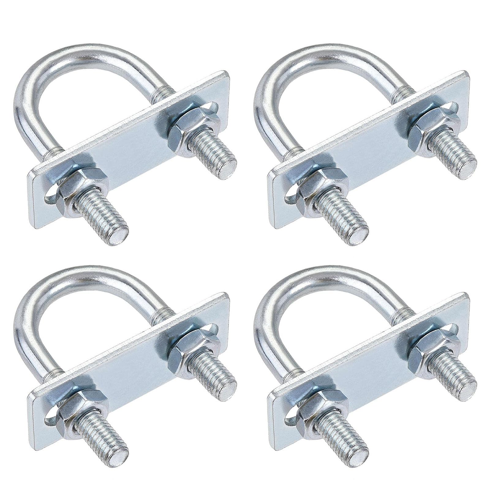 TA-VIGOR 4 sets M8 Round U-Bolts, 27mm Inner Width 59mm Length Steel U-Bolts with Nut, Plate for Attaching Piping Conduit Cable Tube Brackets Boat Trailer
