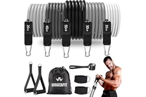 WHATAFIT Resistance Bands, Exercise Bands，Resistance Bands for Working Out, Work Out Bands with Handles for Men and Women Fitness, Strength Training Home Gym Equipment