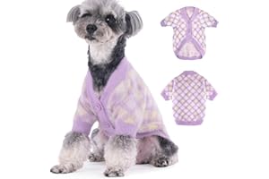 Algudbilt Deluxe Dog & Cat Winter Clothes - Thermal Knit Sweater & Jacket for Puppies/Kittens (XXS-XL) - Stretchy Pet Apparel, Unisex Costume Design Outfits - Soft Warm Small Dog Coat (Violet, Small)