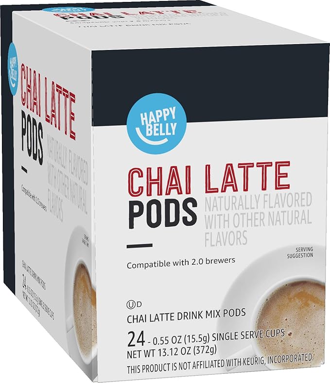 Amazon Brand Happy Belly Tea Pods Compatible with 2.0 KCup Brewers