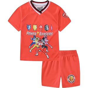 Power Rangers Boys Soccer Shirt and Mesh Short 2 Piece Set for Big Kids