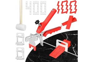 Tile Leveling System 1/8 Inch with Tile Plier and Rubber Hammer - 400Pcs Tile Spacers Leveling Clips and 100Pcs Reusable Wedg