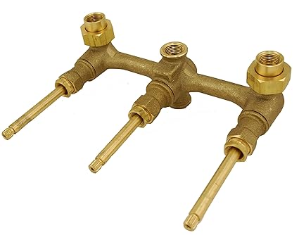 3 Handle Tub Shower Faucet Satin Nickel Finish Porcelain