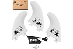BPS New Zealand Fiberglass Reinforced Eco Surfboard Fins with 60% Recycled Nylon Plastic Thruster 3 Fins Set (FCS G5 M5 Style), with FCS Screws and Hex Key
