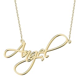 UMAGICBOX Personalized Name Necklace Angel 18K Gold
