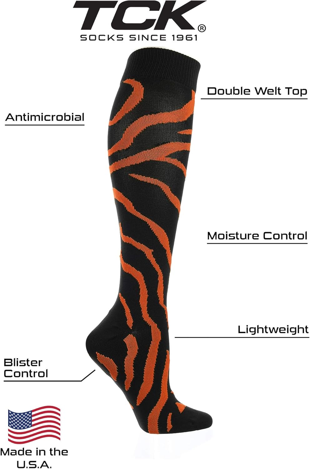 TCK Sports Krazisox Zebra Stripe Socks: Clothing