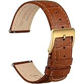 WOCCI Watch Bands, Top Grain Leather, Embossed Alligator Grain, Quick Release, Band Width 18mm 20mm 22mm