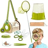 Bug Catcher Kit for Kids, Outdoor Explorer Toy Set with Butterfly Net, Wooden Magnifying Glass & Bug Container &Other Adventure Kit for Backyard Bugs Hunting and Camping Gifts for Boys Girls Age 3-12