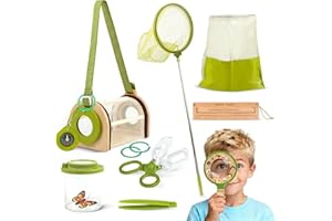 MARLRIN Bug Catcher Kit for Kids, Outdoor Explorer Toy Set with Butterfly Net, Wooden Magnifying Glass & Bug Container &Other Adventure Kit for Backyard Bugs Hunting and Camping Gifts for Boys Girls Age 3-12