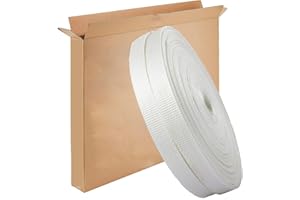 PALMAROSA Woven Cord Strapping Roll 3/4" x 330', 2400 lbs Break Strength, White Poly Cord Strapping, Lightweight, Safe and Economical Strapping