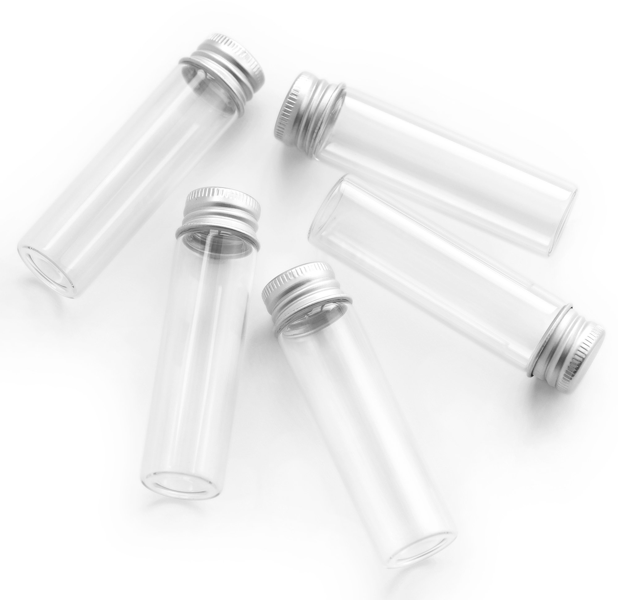 FiveSeasonStuff 47pcs 20ml Glass Bottles Mini Glass Bottles Sample Bottle Wish Bottles with Aluminium Lid for Decoration, Gift, DIY. — image 1