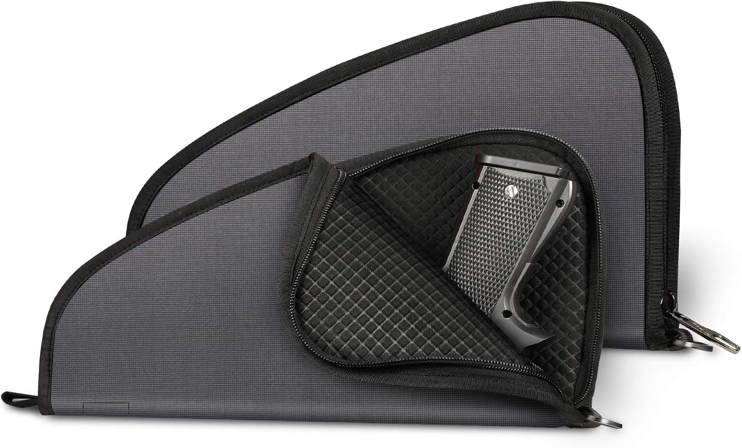 FINPAC Pistol Rug Case, Tactical Firearm Cover Soft Gun Grey Storage Pouch with D-Ring & Padded Lining for Compact and Full-Size Handguns (Medium): Sports & Outdoors