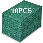 Heavy Duty Scour Pads Sponge Dish Scrubber Green Reusable Household Scrub Pads for for Dishes, Kitchen Scrubbers &amp; Metal Grills 4 x 6 x 0.31inch (10Pcs)