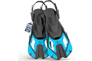 Emsina Snorkel Fins Adjustable Buckles Open Heel Swim Flippers Travel Size Short Swim Fins for Snorkeling Diving Swimming Adult Men Womens & Kids
