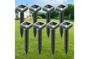LRENQLLY 8 Pack 2025 Upgraded Solar Ultrasonic Animal Repellent Outdoor – Motion Activated Deer, Squirrel, Cat, Raccoon, Dog & Bird Deterrent with Ultrasonic Sweep for Garden Yard