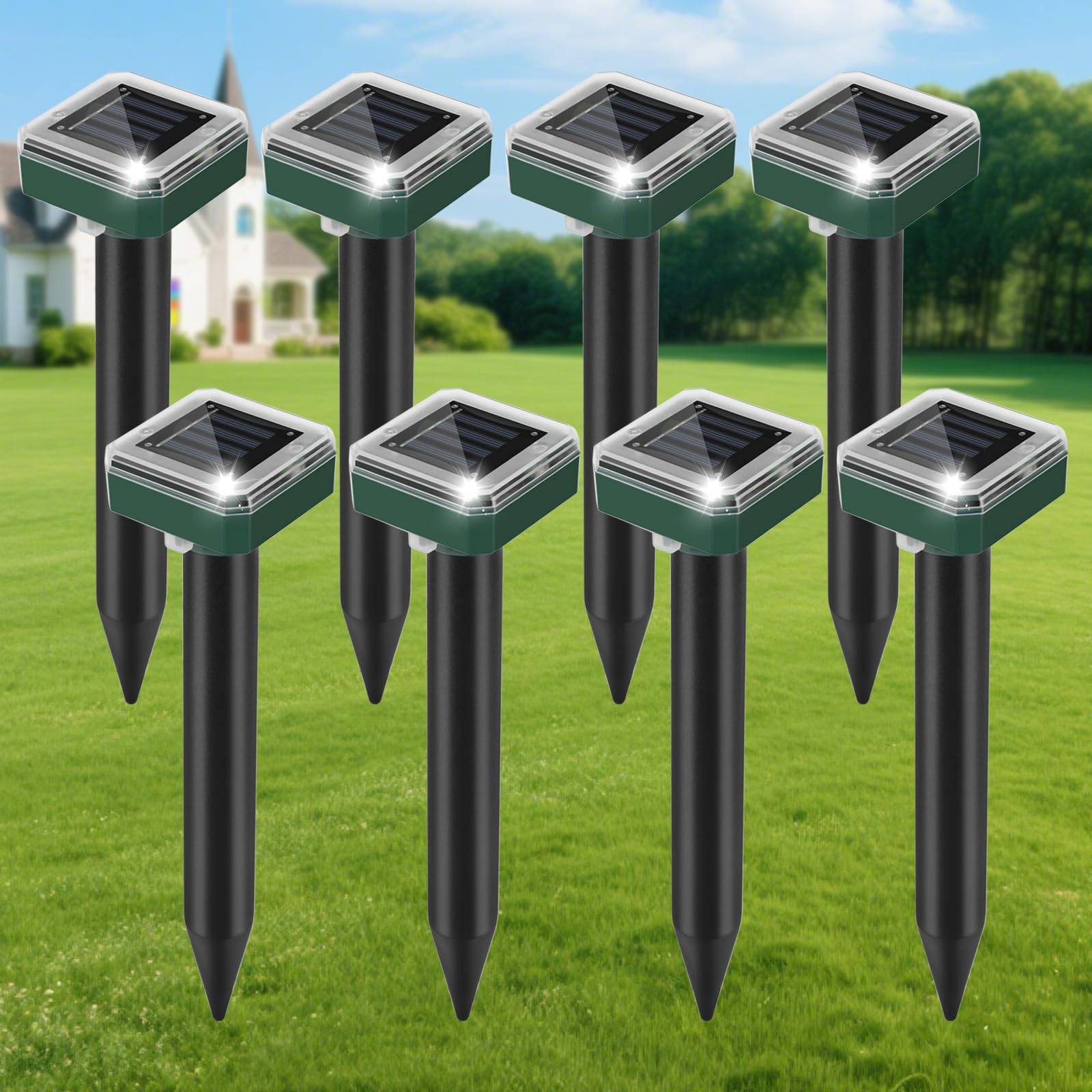 Photo 1 of 8 Pack Mole Repellent Solar Powered, Upgrade 2026 Waterproof Ultrasonic Gopher Vole Repellent Outdoor, Rat, Squirrel, Skunk, Repellent for Lawn Garden & Yard