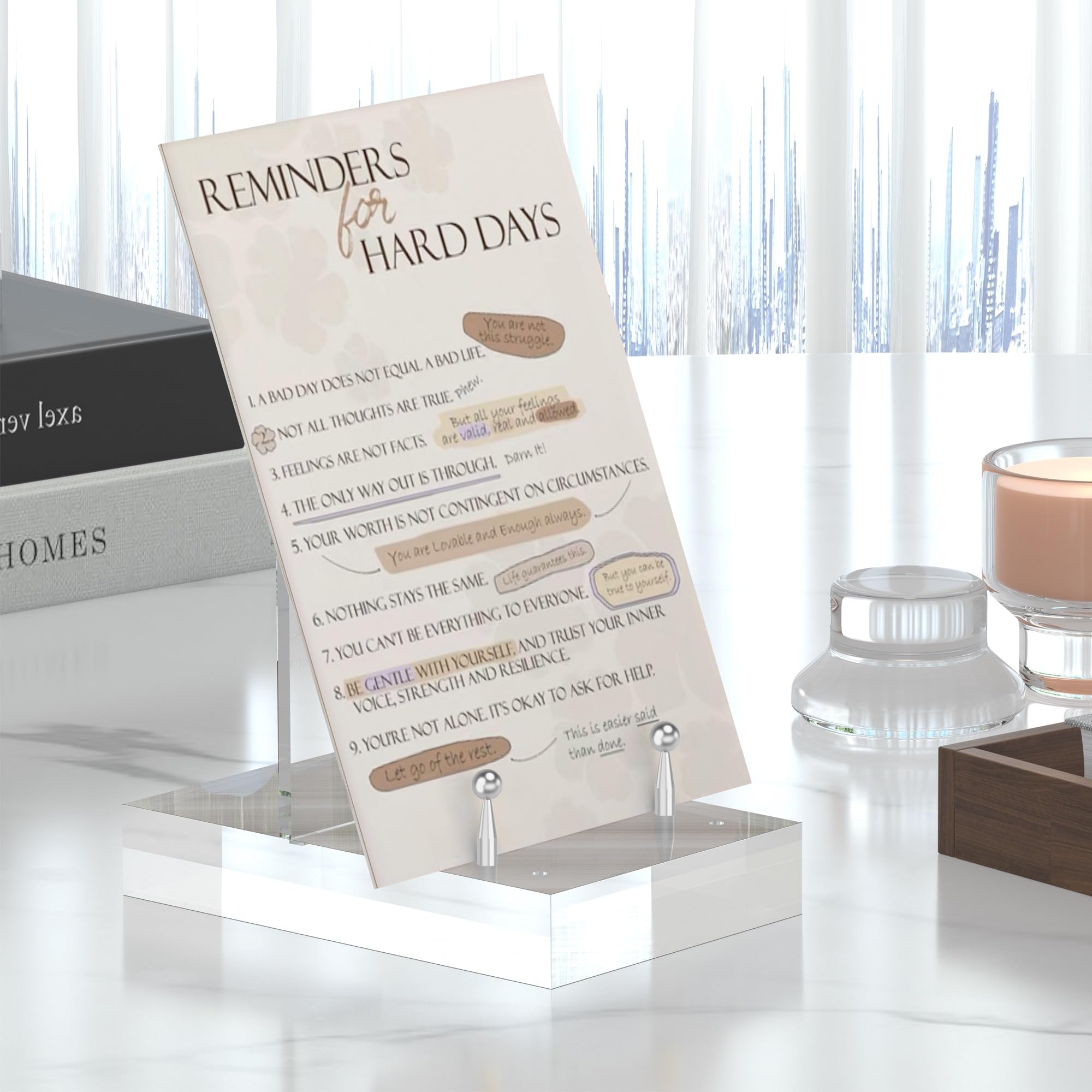 UoYeet Acrylic Easel Display Stand with Adjustable Silver-Toned Hardware for Pictures, Crystal Clear Acrylic Stand with Floating Appearance for Cookbook, Invitation and Plates