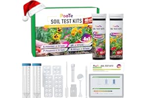 PooTe Soil Test Kit - 4-in-1 Soil Testing Kit with Test Tube & Tablets - 40 Tests Upgraded Accurate Tester for pH Nitrogen Phosphorus & Potassium in Garden Lawn Yard Vegetable