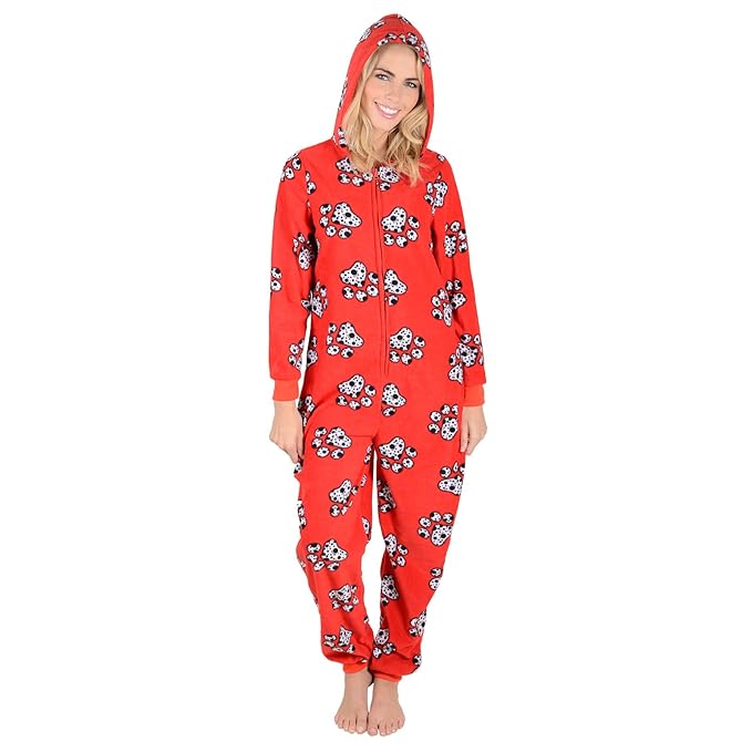 Ladies fleecy all in one pyjama suit leopard one