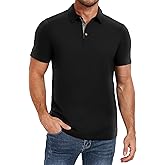 PEGENO Mens Polo Shirts Short Sleeve Casual Cotton Golf Shirts Performance Polo Shirts for Men