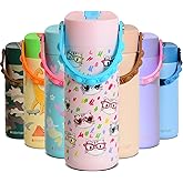 Elemental Insulated Kids Water Bottle, Stainless Steel Water Bottle with Straw Lid & Pop-It Handle, Leak-Proof Water Bottles for School, Boys or Girls, Travelling and Sports, 18oz - Stylish Cat