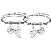 lauhonmin Mother Daughter Bracelets Mothers Day Mother Daughter Jewelry Set Gift for Mom Daughter 2pcs Matching Heart Bangle Silver