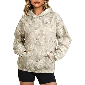 Dokotoo Hoodies for Women Maple Leaf Camouflage Casual Sweatshirt Tops | Long Sleeve, Fleece Lined, Oversized Camo Hoodie, Fa
