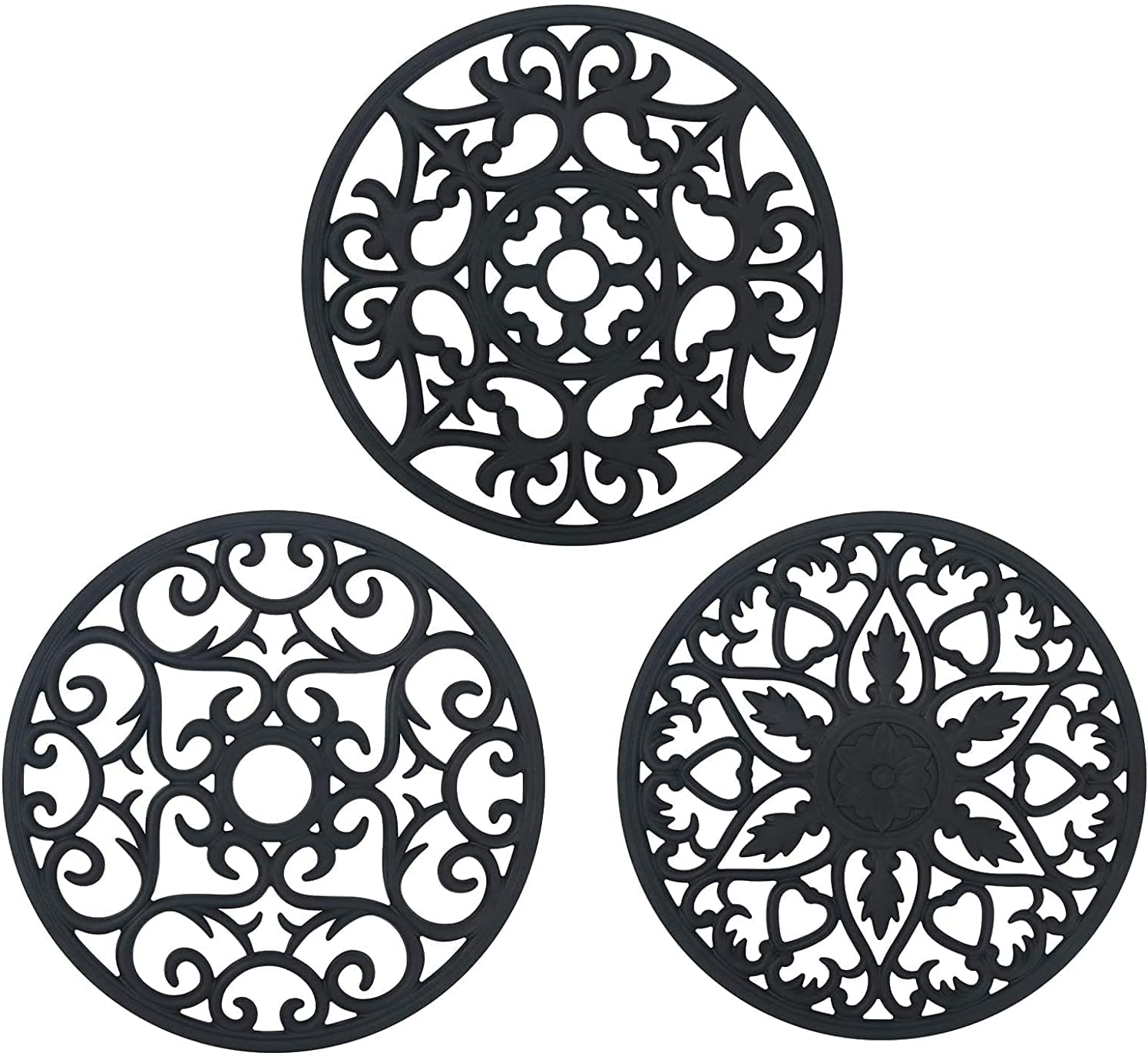 Flintronic Silicone Mat, 3 PCS Non Slip Silicone Coaster Set,Multi-Purpose Hot Pads, Spoon Rest, Cooking & Dining, Flexible, Durable, Dishwasher Safe Waterproof Heat Resistant Carved Hot Pad Coaster