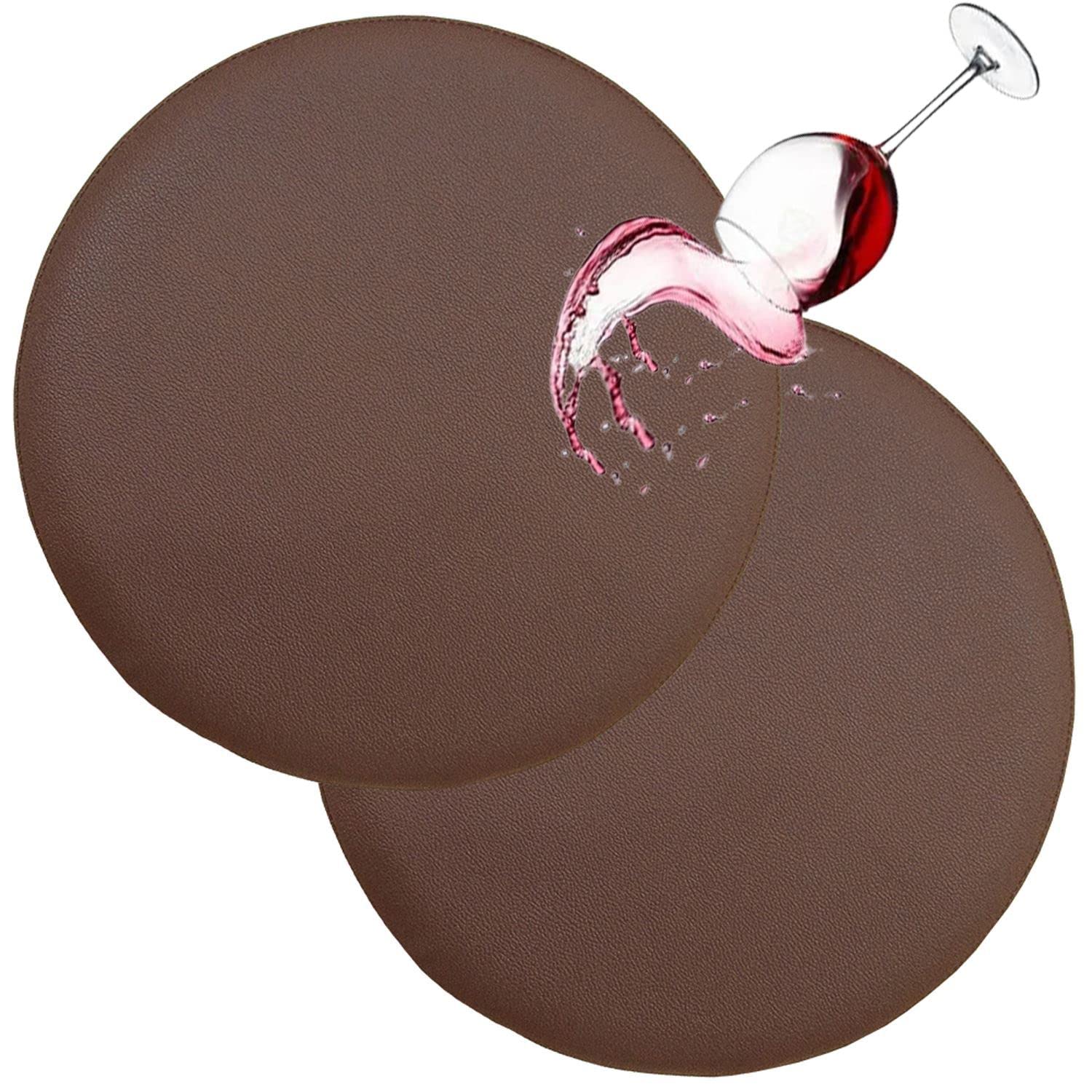 Photo 1 of HFCNMY Stool Cover, 2 Pack Waterproof PU Round, Elastic Bar Stool Covers for 13-14 Inch Chair, Washable Stool Cushion Slipcover, Coffee